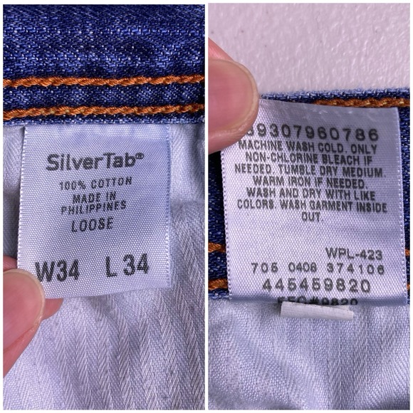 Y2K Levi's SilverTab Jeans 34x34 (35x33) Mens Loose Medium Wash Whiskering Skate - Picture 6 of 8